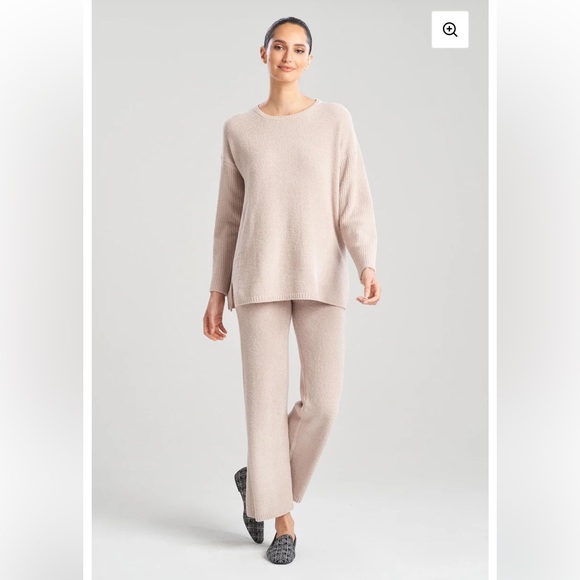 NATORI Women’s Aura Solid Sweater & Aura Solid Straight Leg Pants Mink Sz Medium